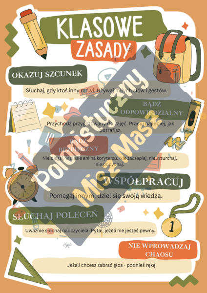 Klasowe zasady - plakat