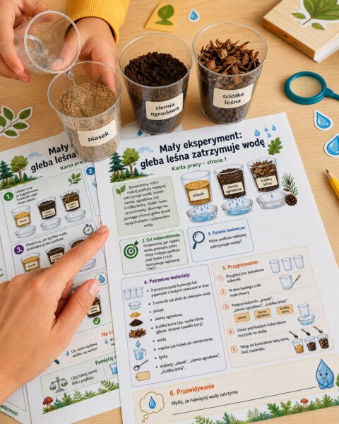 Eksperyment. Gleba leśna zatrzymuje wodę