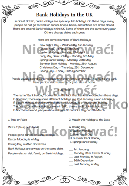 Bank Holidays in the UK