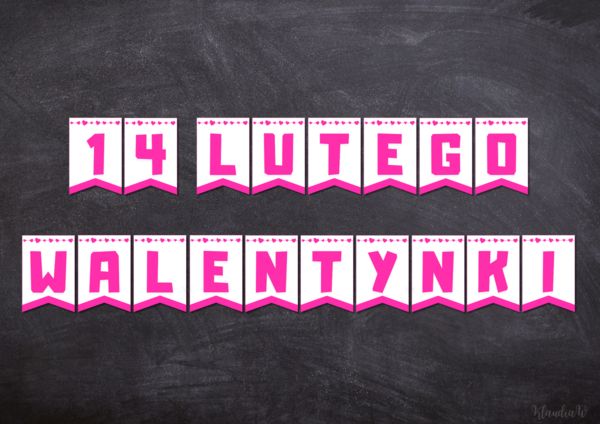 Walentynki - girlanda (wersja różowa)