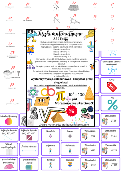 Fiszki matematyczne z odpowiedziami
