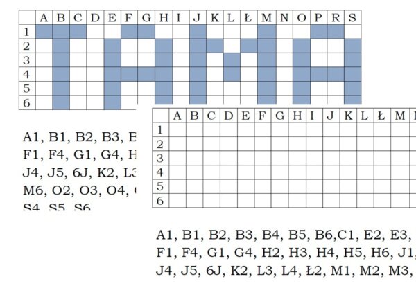Kodowanka dla klasy 1 z hasłem tama