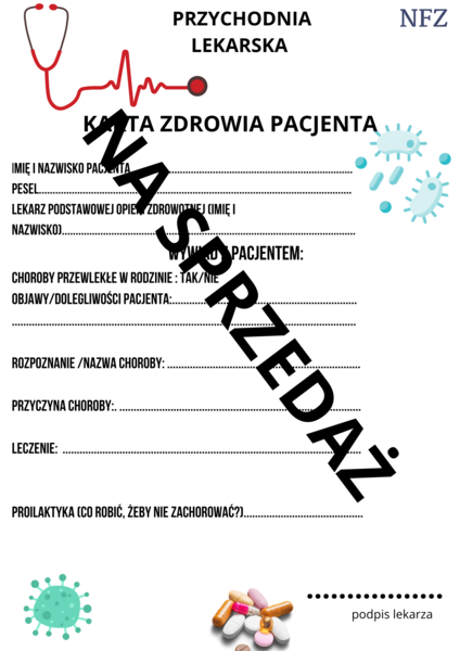 Zabawa w lekarza/karta zdrowia pacjenta