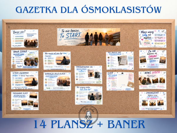 🩵 „To nie koniec. To START.” – gazetka wspierająca ósmoklasistów na zakończenie roku szkolnego 🩵