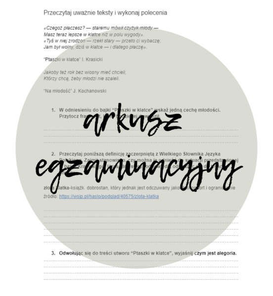 Arkusz egzaminacyjny ("Młodość")