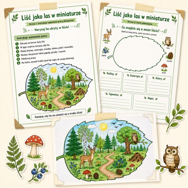 Liść jako las w miniaturze - praca plastyczna