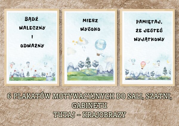 PLAKATY MOTYWACYJNE DO SZATNI KLASY SALI GABINETU - 6 RÓŻNYCH