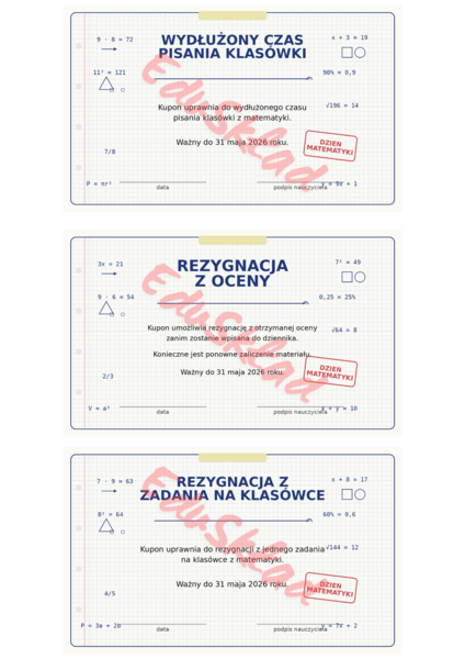📘 Kupony motywacyjne na matematykę