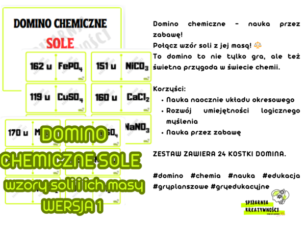 DOMINO CHEMICZNE SOLE wzory soli i ich masy WERSJA 1