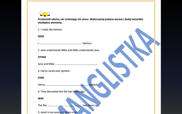 Parafrazy zdań ze słowem kluczem- egzamin ósmoklasisty- AŻ 50 zdań z rozwiązaniami- ponad 7 stron