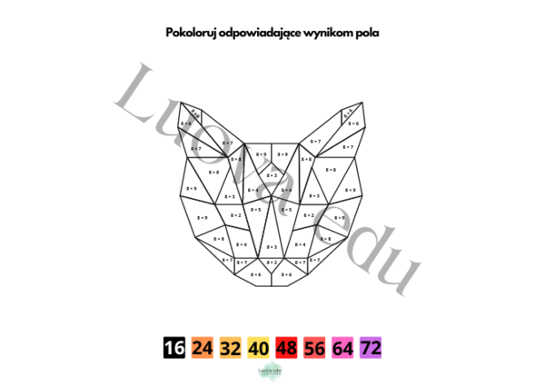 Halloween Kolorowanka Matematyczna TABLICZKA MNOŻENIA: Kolorowanie według wyników mnożenia przez 8 dla dzieci 7-11 lat