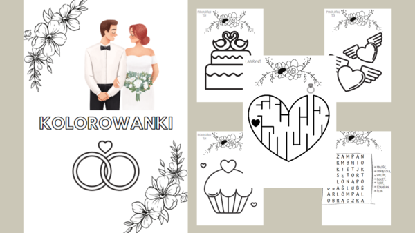 Ślubne kolorowanki dla dzieci