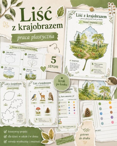 Liść z krajobrazem - praca plastyczna krok po kroku