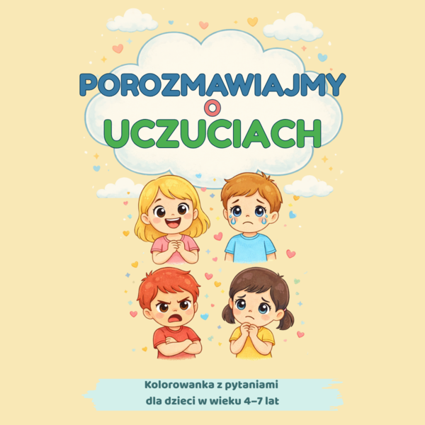 Kolorowanka z pytaniami na temat uczuć dla dzieci w wieku 4-7 lat