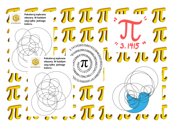 Logo z okręgów 3 kolorowanki - dzień liczby pi i nie tylko