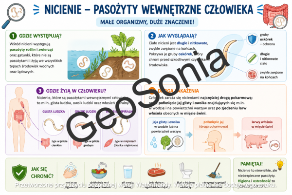 Nicienie  biologia klasa 6 sketchnotka