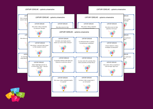 LEKTURY SZKOLNE - pytania uniwersalne – Karty do SMALL TALK – 60 pytań
