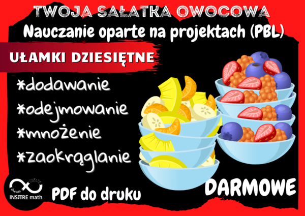 Darmowy projekt: Twoja sałatka owocowa - ułamki dziesiętne. Nauczanie Oparte na Projektach (PBL).
