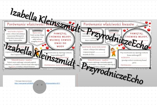 Minizestaw na temat „Porówanie właściwości kwasów” – sketchnotka + karta pracy w power point + gratisowy link do prezentacji multimedialnej niekomercyjnej wykonanej w genial.ly do indywidualnego pobrania i użycia do celów niekomercyjnych. Chemia 7 lub 8,