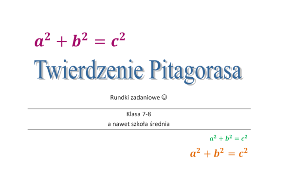 Twierdzenie Pitagorasa - rundki zadaniowe klasa 7, 8
