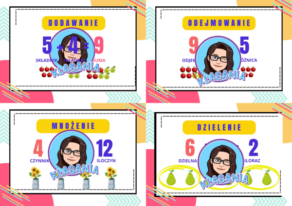 WKLEJKI - MATEMATYKA- DZIAŁANIA