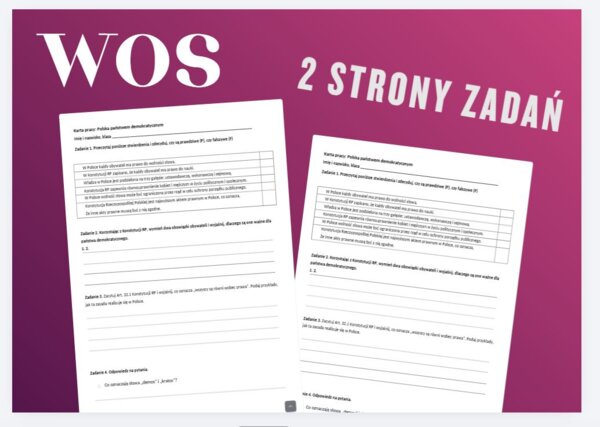Karta pracy dla ucznia 8 klasy SP – "Polska państwem demokratycznym" (WOS)