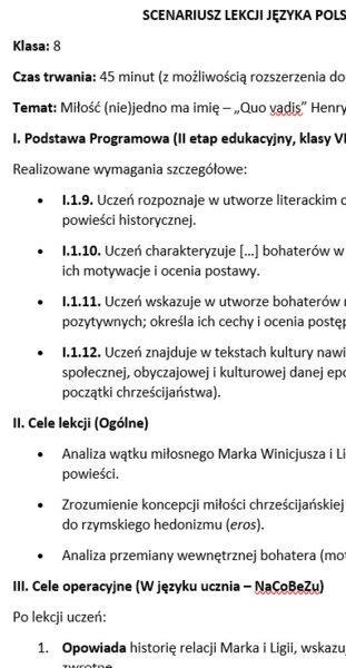 Miłość (nie)jedno ma imię – „Quo vadis” Henryka Sienkiewicza. Scenariusz lekcji
