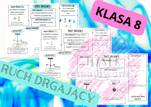 Fizyka 8. Ruch drgający. Plakat + sketchnotka + karta pracy