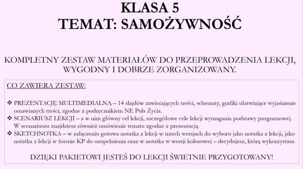 Samożywność - pakiet do lekcji