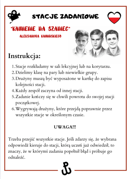"Kamienie na szaniec" - STACJE ZADANIOWE (lekcja w ruchu)