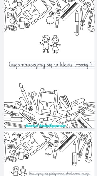 Czego nauczymy się w trzeciej klasie? - wersja do pokolorowania