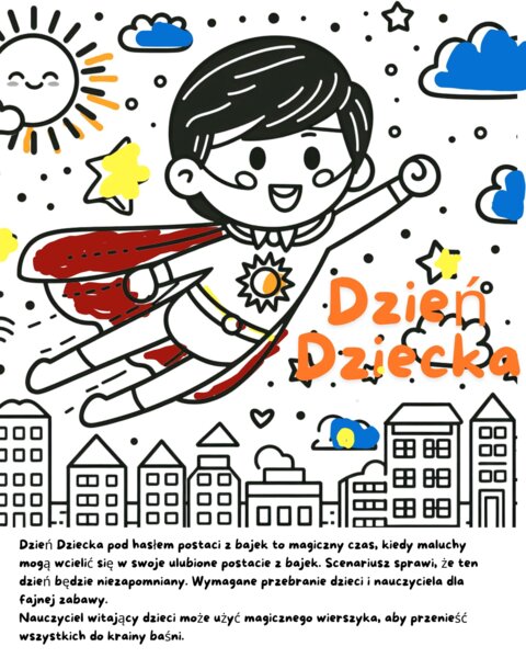 Dzień Dziecka w przedszkolu, scenariusz, kolorowanki XXL