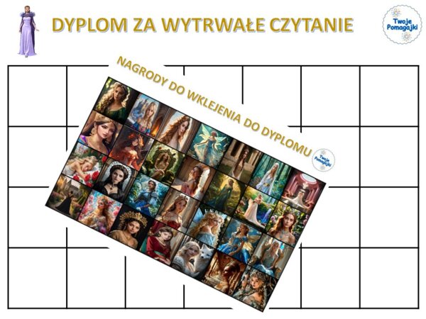 Dyplom za czytanie- księżniczki część 1  zachęta do czytania
