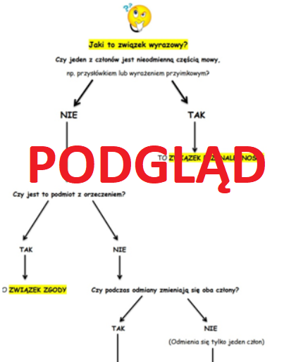 Związki wyrazowe - związek zgody, rządu, przynależności