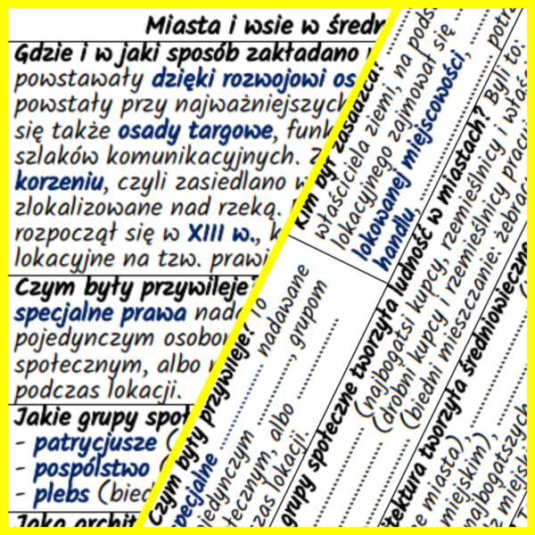 Miasta i wsie w średniowieczu – notatki i karta pracy
