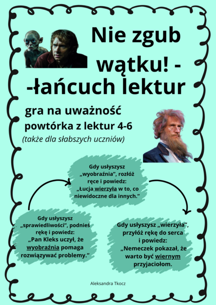 Nie zgub wątku - łańcuch lektur z klas 4-6 - gra uważnościowa