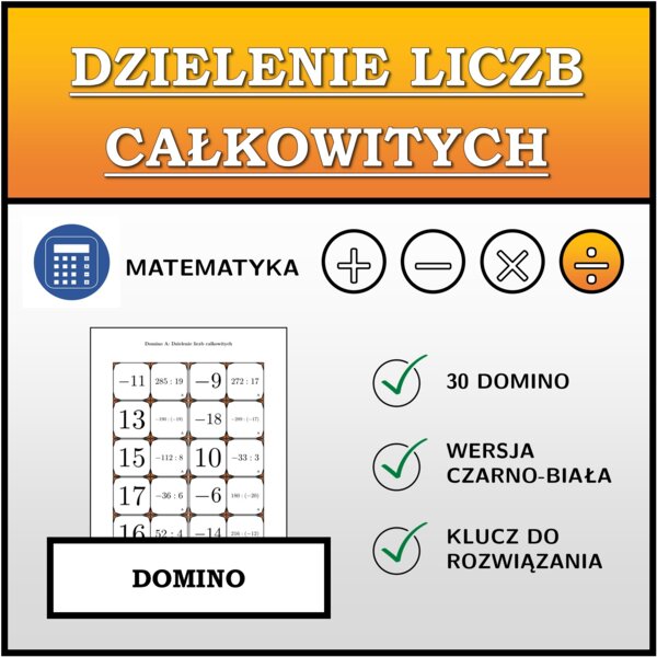 Domino - Dzielenie liczb całkowitych | matematyka