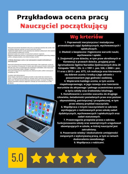 Ocena pracy - nauczyciel początkujący