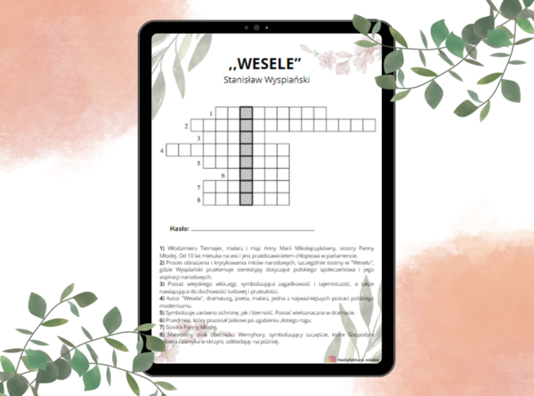 Krzyżówka - "Wesele" Stanisław Wyspiański - młoda polska, matura, za darmo