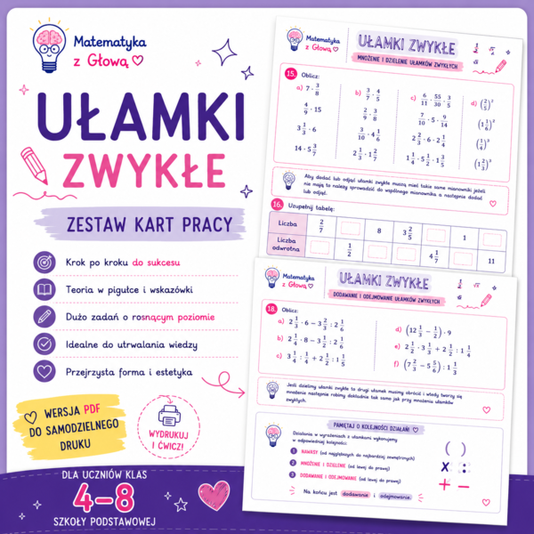 Ułamki zwykłe – Kompletny zeszyt ćwiczeń