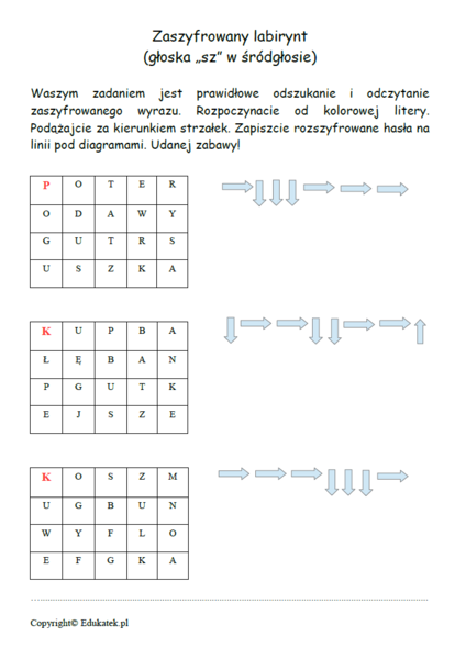 Zaszyfrowany labirynt - zabawy logopedyczne i nauka czytania