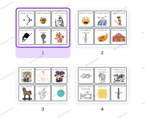 Fiszki związki frazeologiczne MITOLOGIA pdf