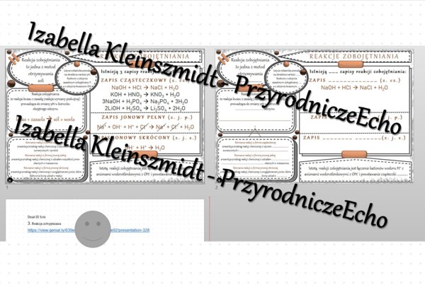 Minizestaw na temat „Reakcja zobojętniania” – sketchnotka + karta pracy w power point + gratisowy link do prezentacji multimedialnej niekomercyjnej wykonanej w genial.ly do indywidualnego pobrania i użycia do celów niekomercyjnych. Chemia 8, „Sole”