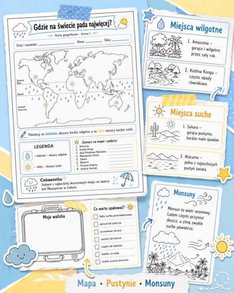 Gdzie na świecie pada najwięcej? Karta geograficzna