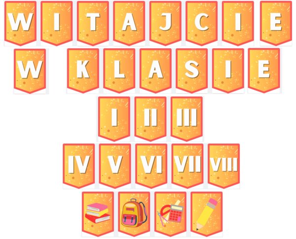 Girlanda, dekoracja, napis na początek roku szkolnego