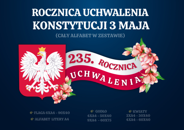 3 MAJA, ŚWIĘTO KONSTYTUCJI 3 MAJA, DEKORACJA XXL, UCHWALENIE KONSTYTUCJI Z GODŁEM