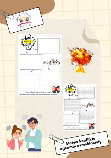 Motyw konfliktu + odpowiedzi język polski, egzamin ósmoklasisty, lektury obowiązkowe