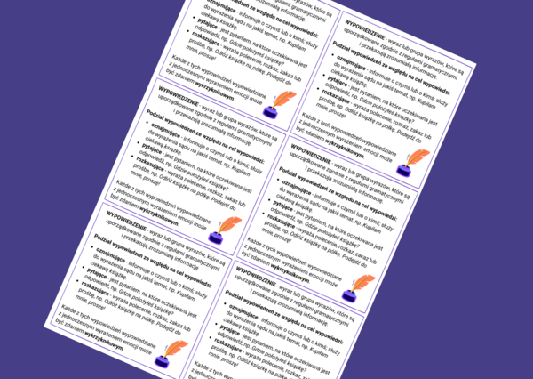 WYPOWIEDZENIA - wklejka - wklejki - składania - kl.4-5