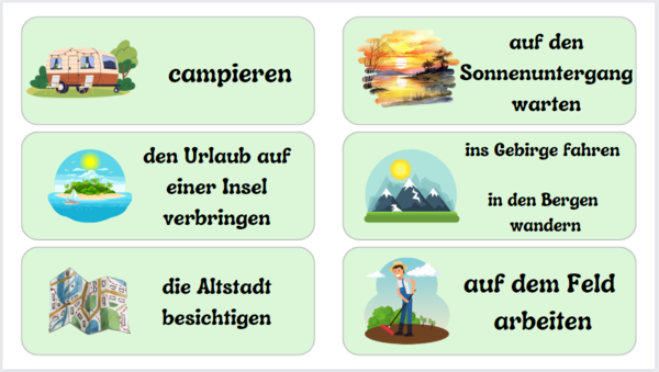 Lato - słownictwo - czynności - wakacje - egzamin 8-klasisty, liceum/technikum - język niemiecki