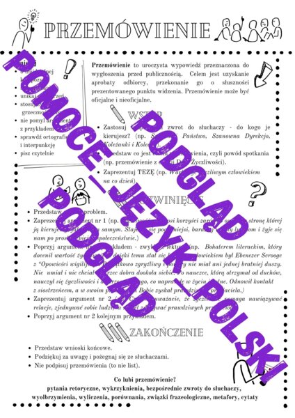 Przemówienie - wklejka - egzamin 8-klasisity, forma wypowiedzi